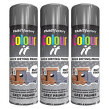 3X Paint Factory Grey Primer Spray 250ml Spray Paint