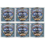 6X Hammerite Hammered Black Paint 250ml Tin Paint