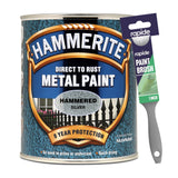 Hammerite Hammered Silver Paint 750ml With 1" Paint Brush Tin Paint