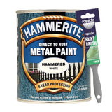 Hammerite Hammered White Paint 750ml With 1" Paint Brush Tin Paint
