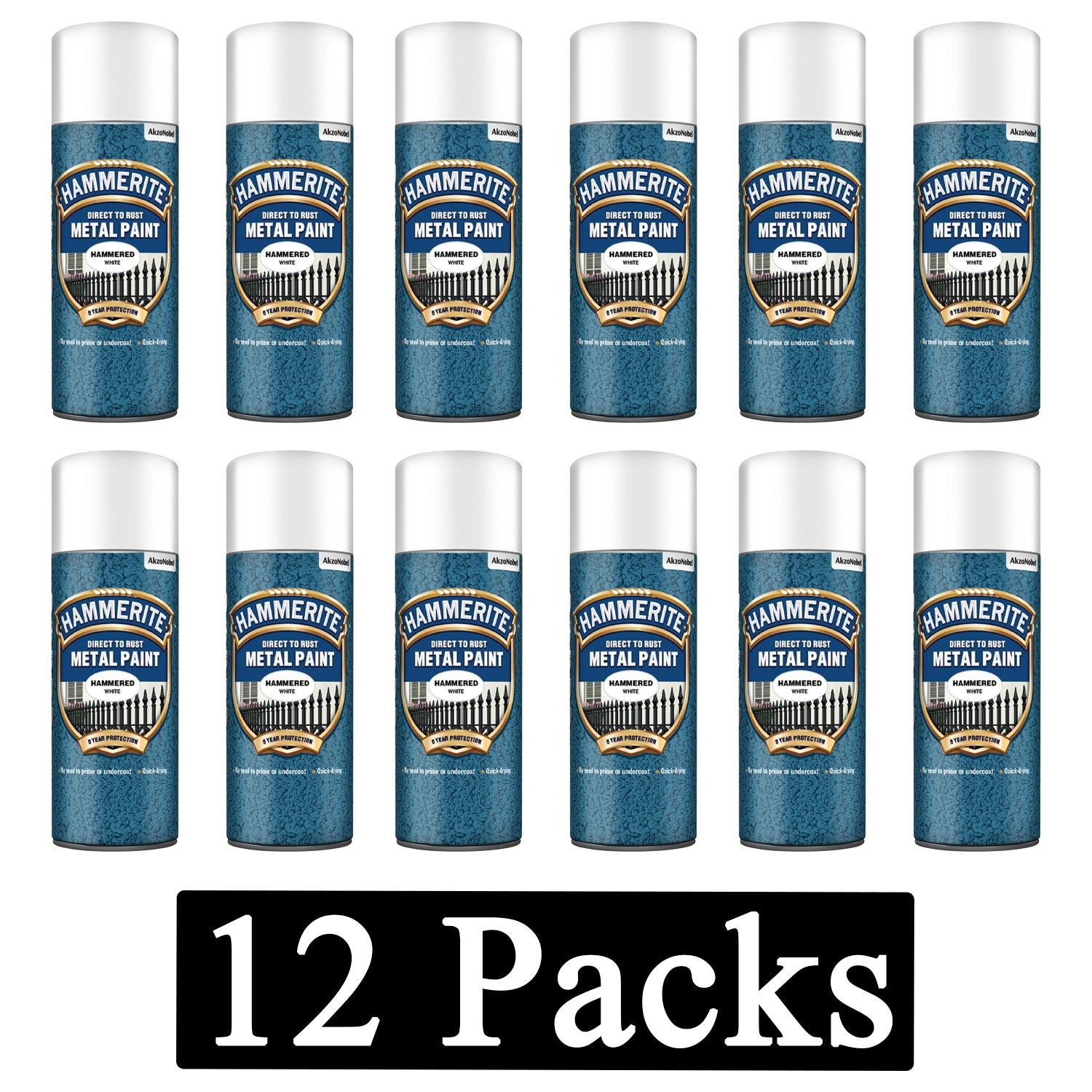 12X Hammerite Hammered White Spray Paint 400ml Spray Paint