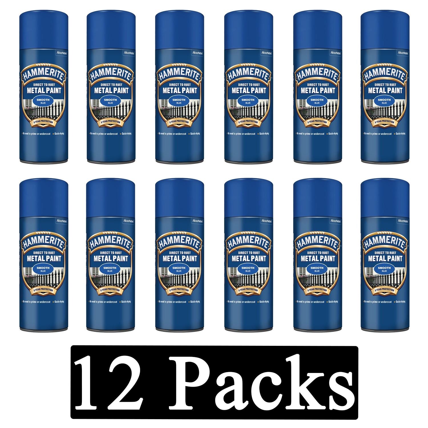 12X Hammerite Smooth Blue Spray Paint 400ml Spray Paint