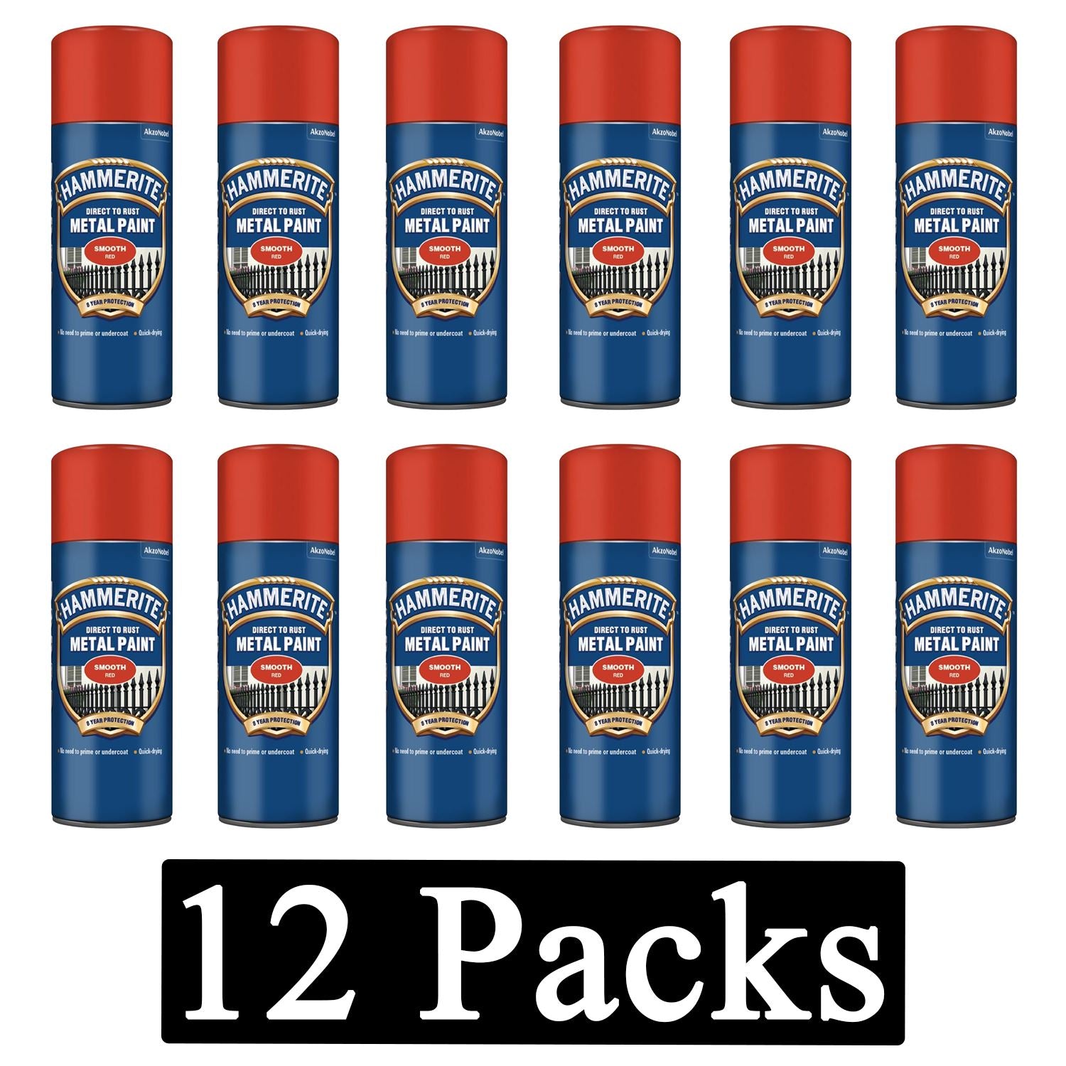 12X Hammerite Smooth Red Spray Paint 400ml Spray Paint