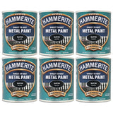 6X Hammerite Satin Black Paint 750ml Tin Paint