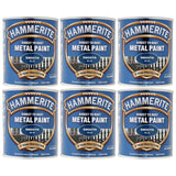 6X Hammerite Smooth Blue Paint 750ml Tin Paint