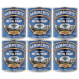 6X Hammerite Smooth Silver Paint 750ml Tin Paint