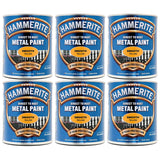 6X Hammerite Smooth Yellow Paint 750ml Tin Paint