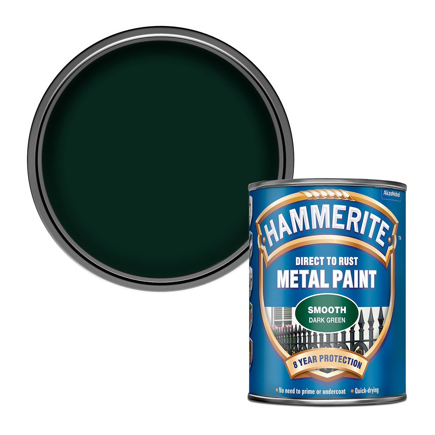 Hammerite Smooth Dark Green Paint 750ml Tin Paint