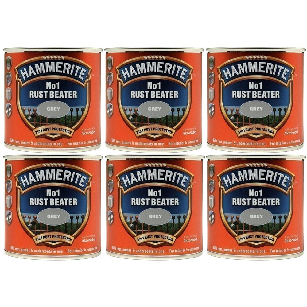 6X Hammerite No.1 Rustbeater Grey 250ml Rustbeater