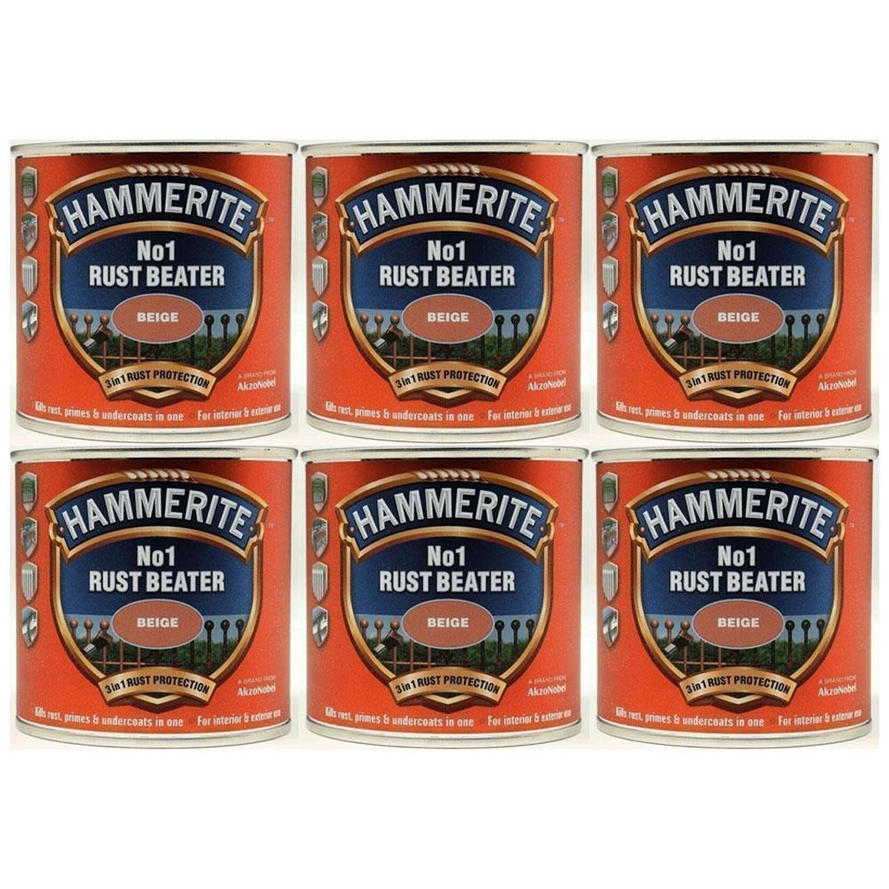 6X Hammerite No.1 Rustbeater Beige 250ml Rustbeater
