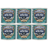 6X Hammerite Satin Black Paint 250ml Tin Paint