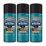 3X Hammerite Satin Black Spray Paint 400ml Spray Paint