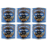 Set of six Hammerite Smooth Black Paint 250ml tins for direct to rust metal protection