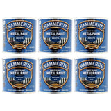 6X Hammerite Smooth Blue Paint 250ml Tin Paint