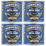 4X Hammerite Smooth Dark Green Paint 250ml Tin Paint