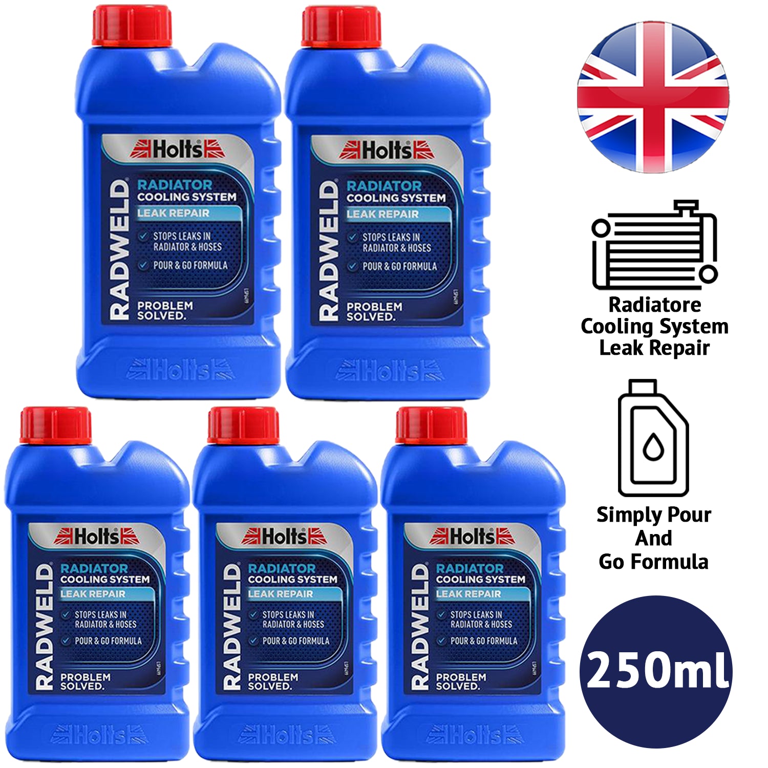 5X Holts Radweld Radiator Repair 250ml Sealant