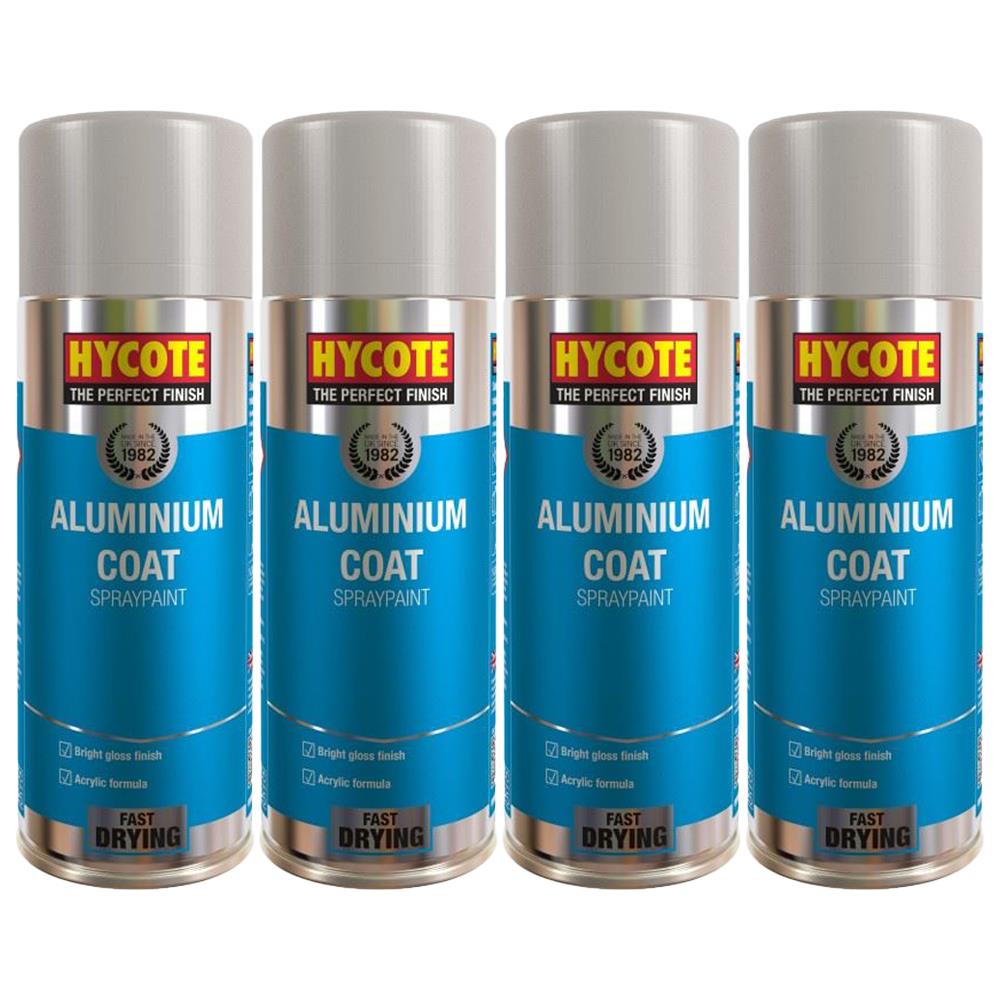 4X Hycote Aluminium Coat Spray Paint 400ml Spray Paint
