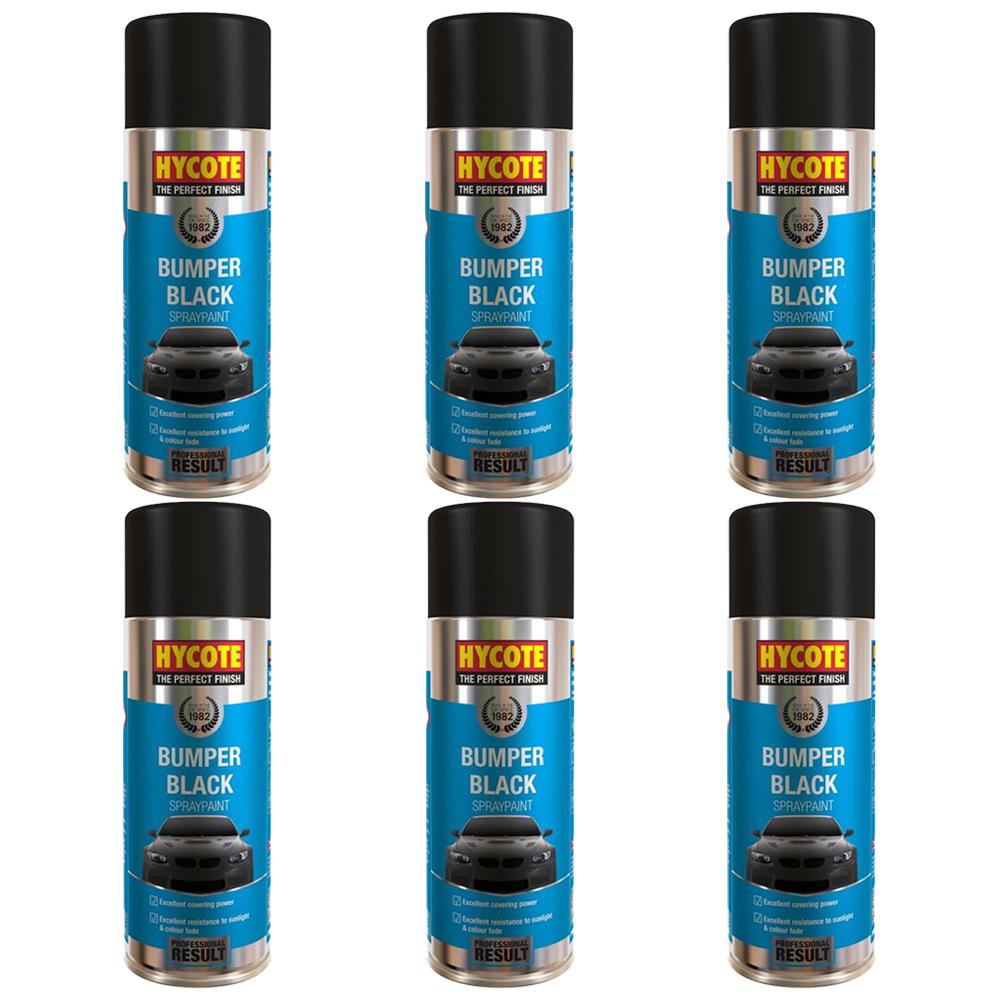 6X Hycote Bumper Paint Black Spray Paint 400ml Spray Paint