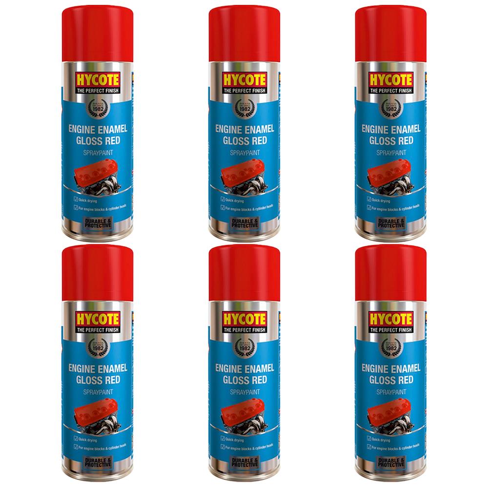 6X Hycote Engine Enamel Gloss Red Spray Paint 400ml Spray Paint