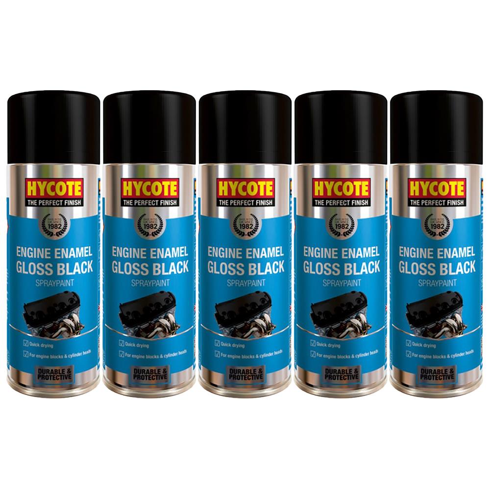 5X Hycote Gloss Black Engine Enamel Spray Paint 400ml Spray Paint