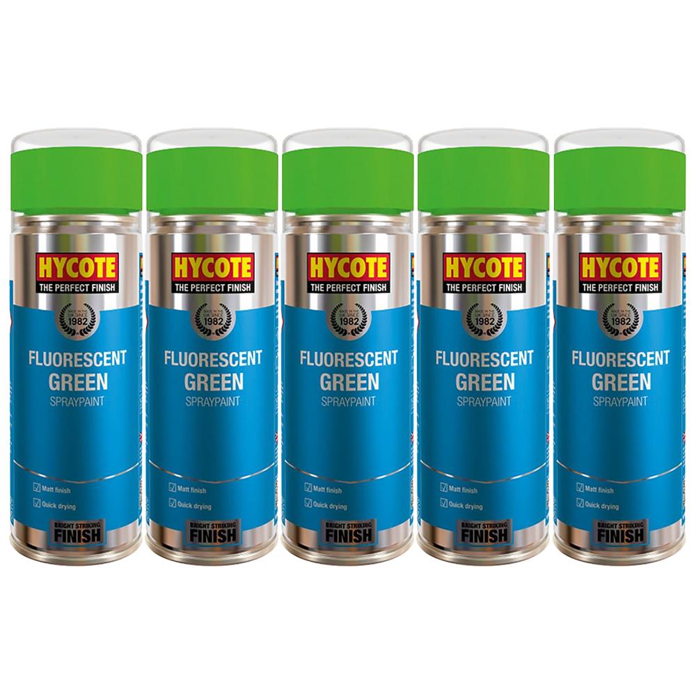 5X Hycote Fluorescent Green Spray Paint 400ml Spray Paint