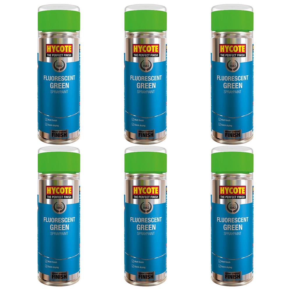 6X Hycote Fluorescent Green Spray Paint 400ml Spray Paint