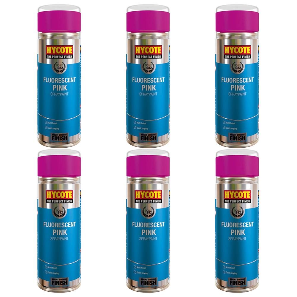 6X Hycote Fluorescent Pink Spray Paint 400ml Spray Paint