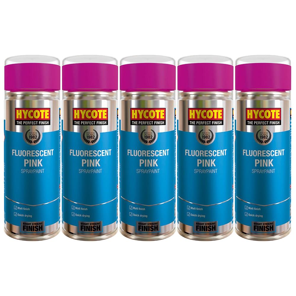 5X Hycote Fluorescent Pink Spray Paint 400ml Spray Paint