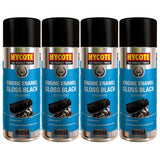 4X Hycote Gloss Black Engine Enamel Spray Paint 400ml Spray Paint