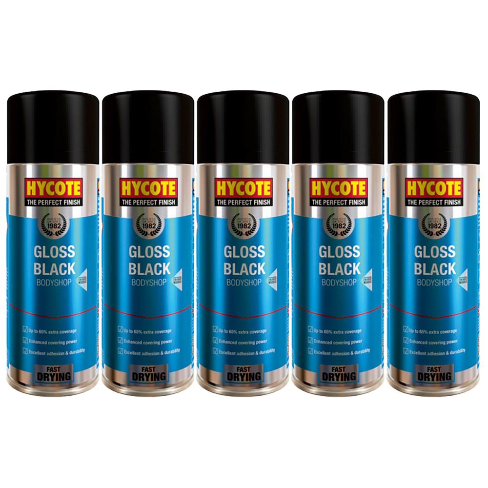 5X Hycote Bodyshop Gloss Black Spray Paint 400ml Spray Paint