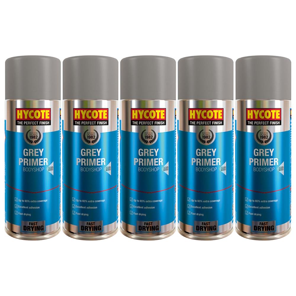 5X Hycote Bodyshop Grey Primer Spray 400ml Spray Paint