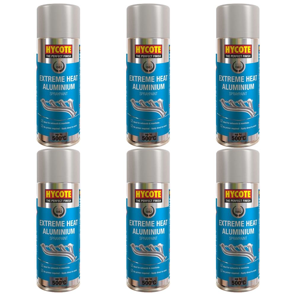 6X Hycote Extreme Heat Aluminium Spray Paint 400ml Spray Paint