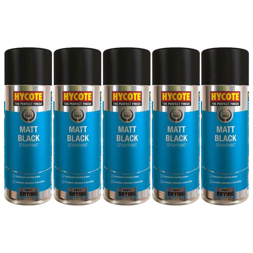 5X Hycote Matt Black Spray Paint 400ml Spray Paint