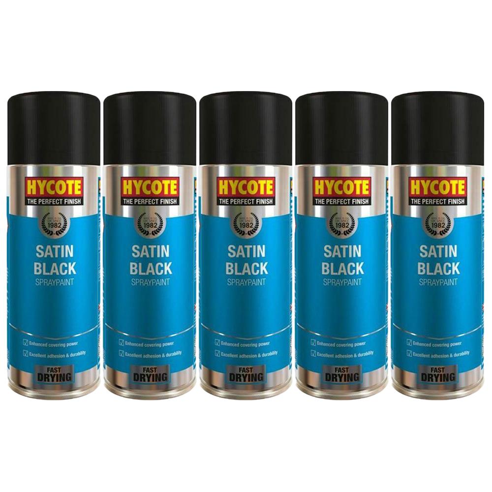 5X Hycote Satin Black Spray Paint 400ml Spray Paint