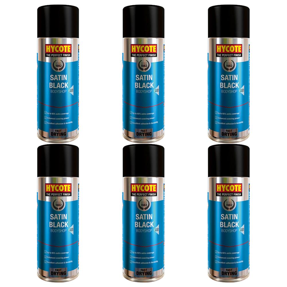 6X Hycote Bodyshop Satin Black Spray Paint 400ml Spray Paint