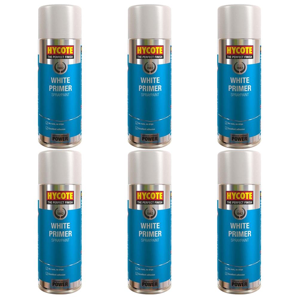 6X Hycote White Primer Spray 400ml Spray Paint