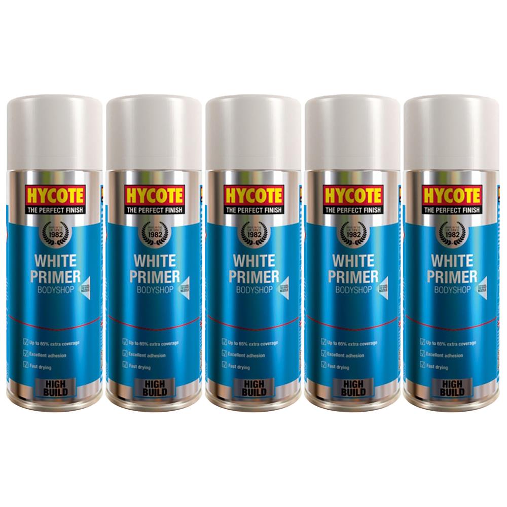 5X Hycote Bodyshop White Primer Spray 400ml Spray Paint