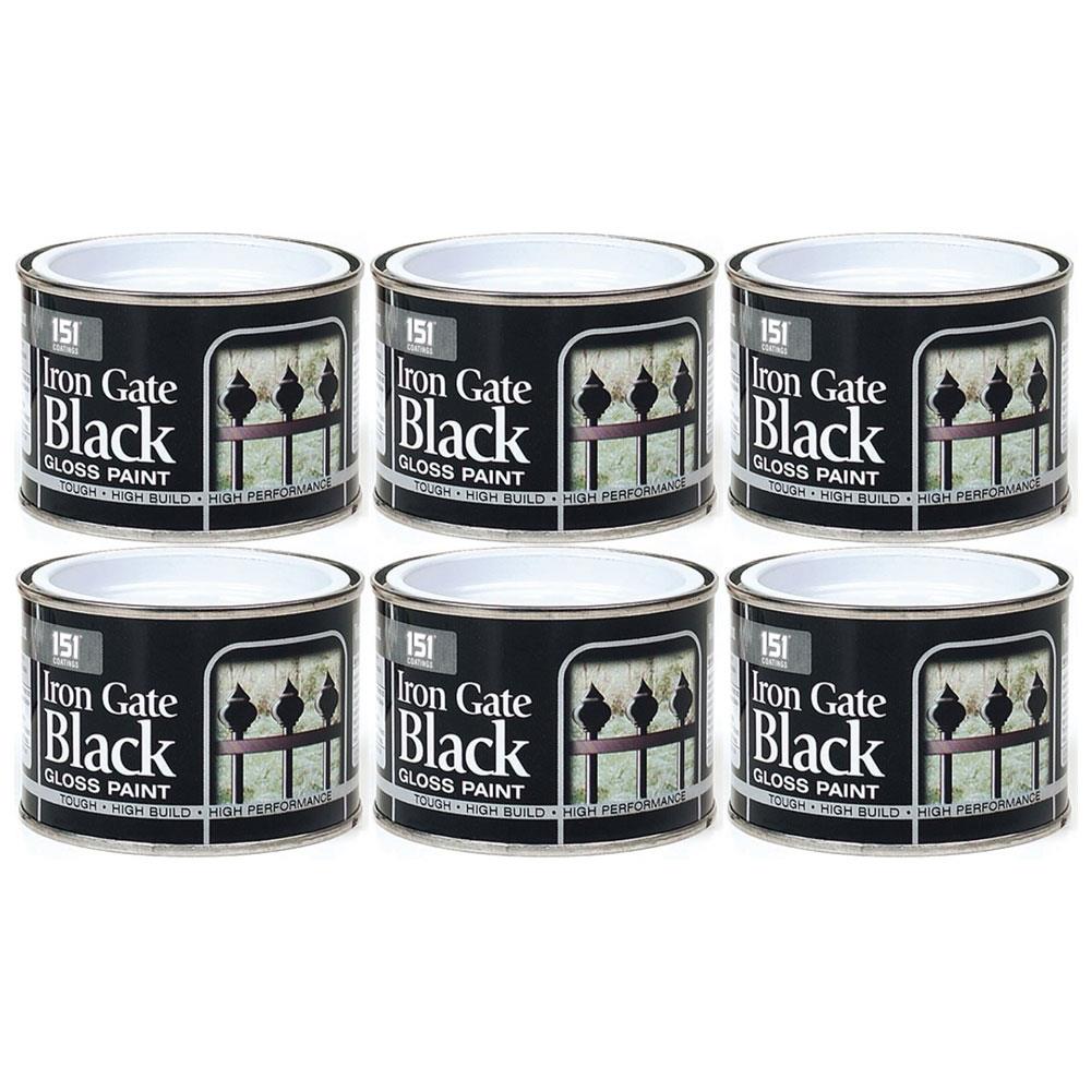 6X Iron Gate Black Gloss Paint Tin 180ml Tin Paint
