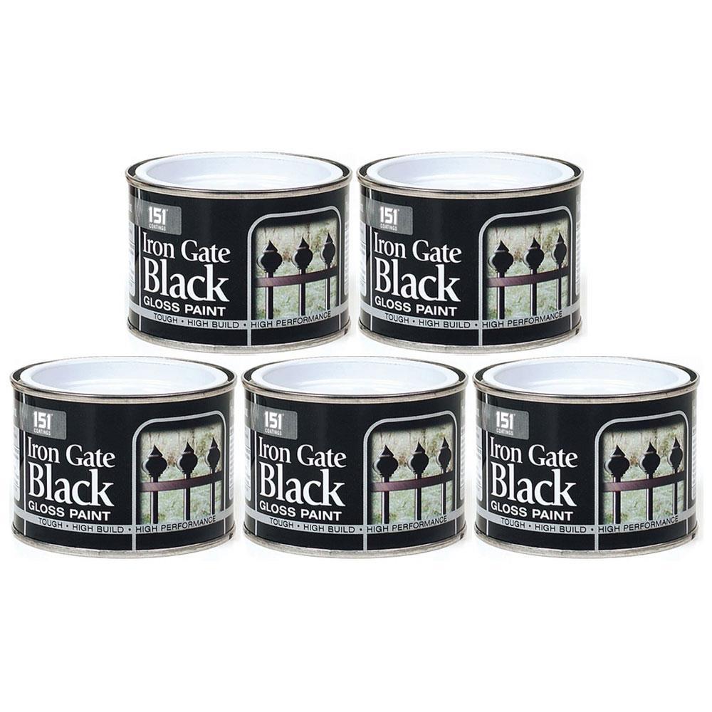 5X Iron Gate Black Gloss Paint Tin 180ml Tin Paint