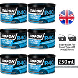 6X Isopon P40 Body Filler 250ml Body Filler