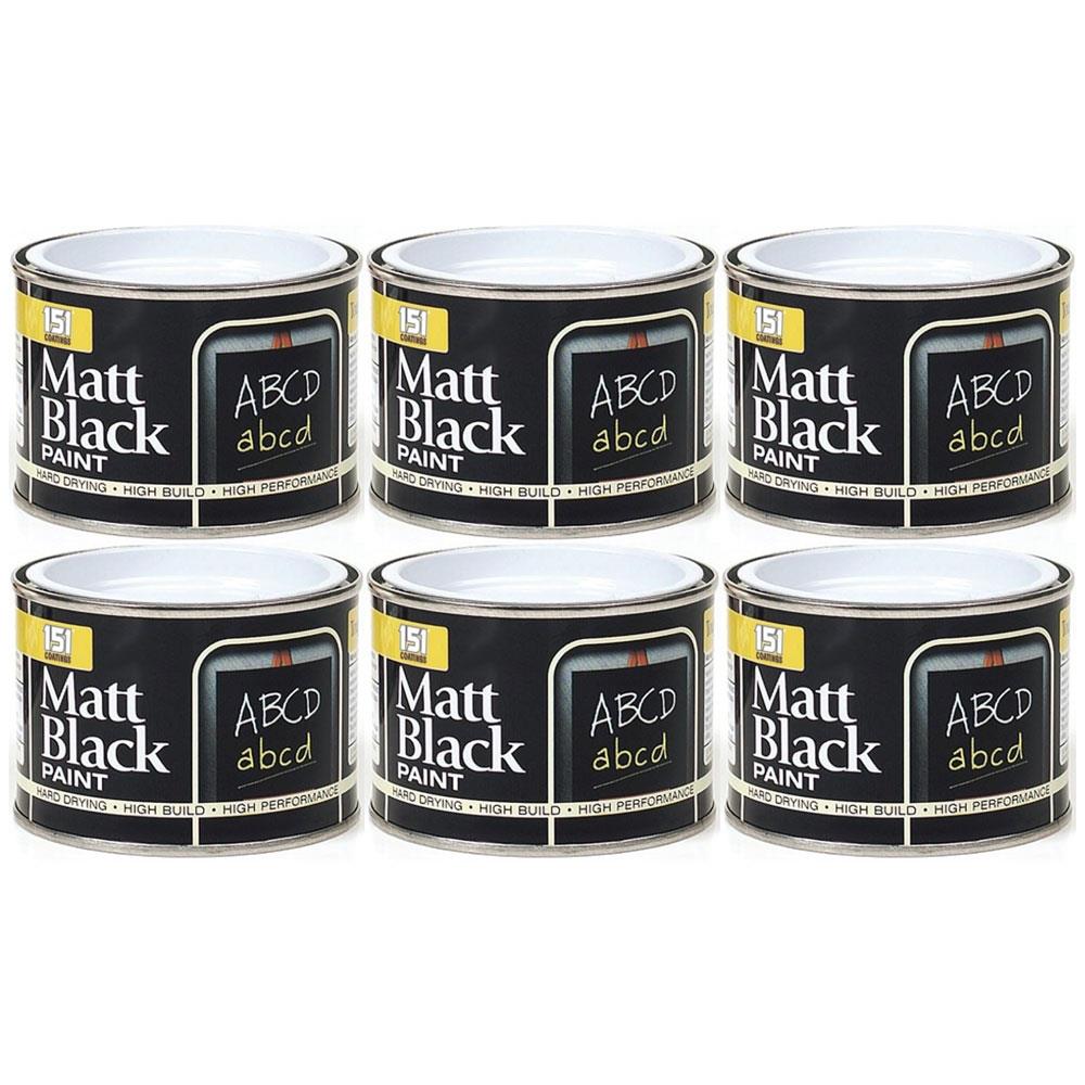 6X Matt Black Paint Tin 180ml Tin Paint