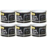 6X Matt Black Paint Tin 180ml Tin Paint