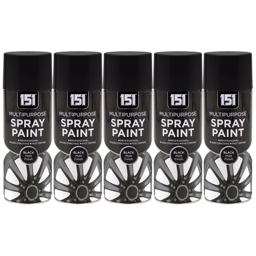5X 151 Black Matt Spray Paint 400ml Spray Paint