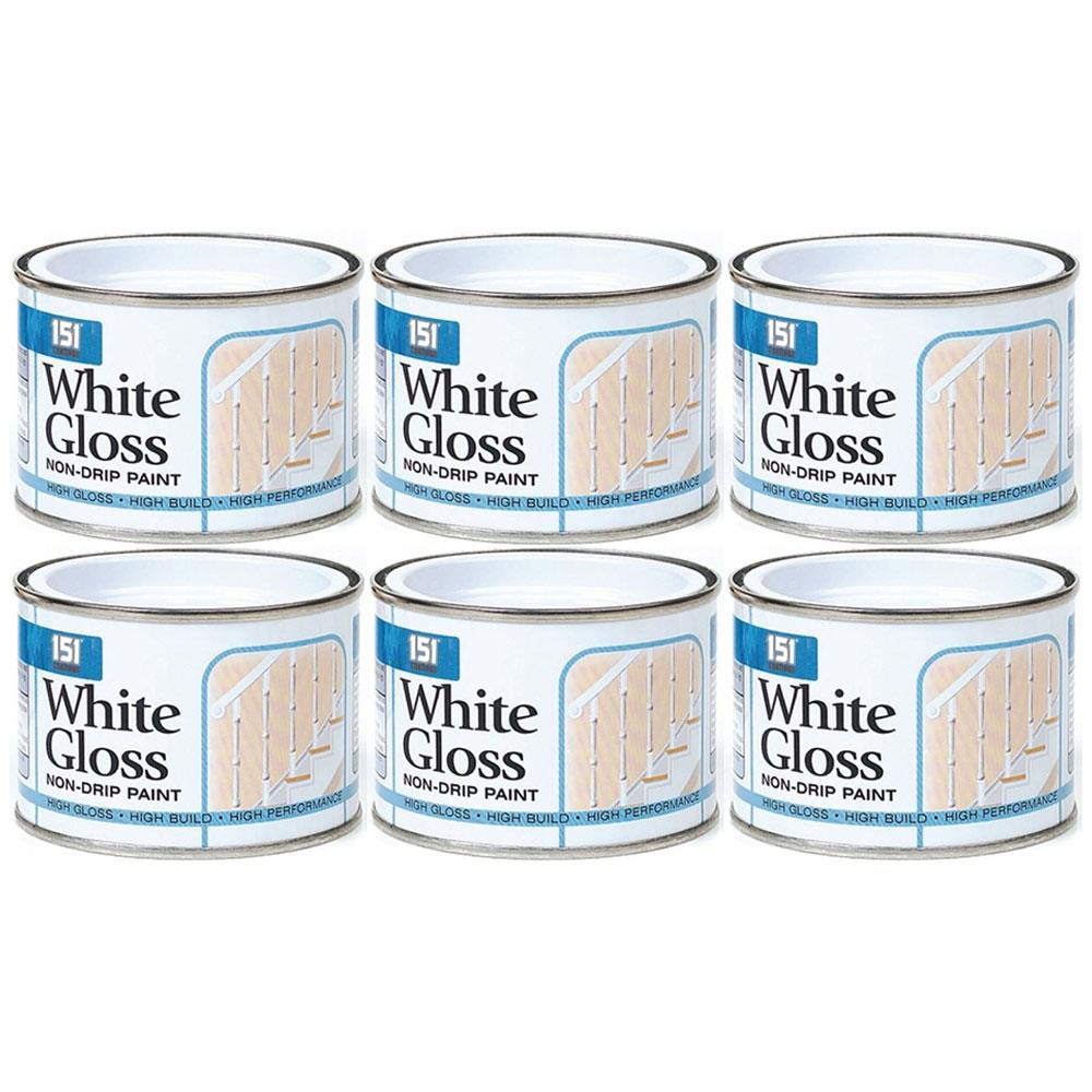 6X Non-Drip White Gloss Paint Tin 180ml Tin Paint