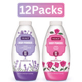 12 pack of talc free body powder lavender rose in lavender and rose scents for moisture absorption
