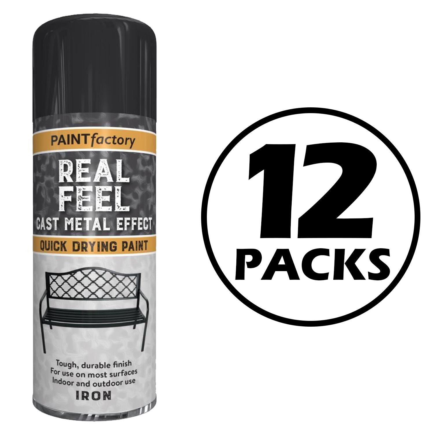 12X Paint Factory Cast Iron Effect Spray Paint 400ml Spray Paint