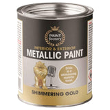 Paint Factory metallic gold paint tin 300ml suitable for interior and exterior use with a shimmering finish