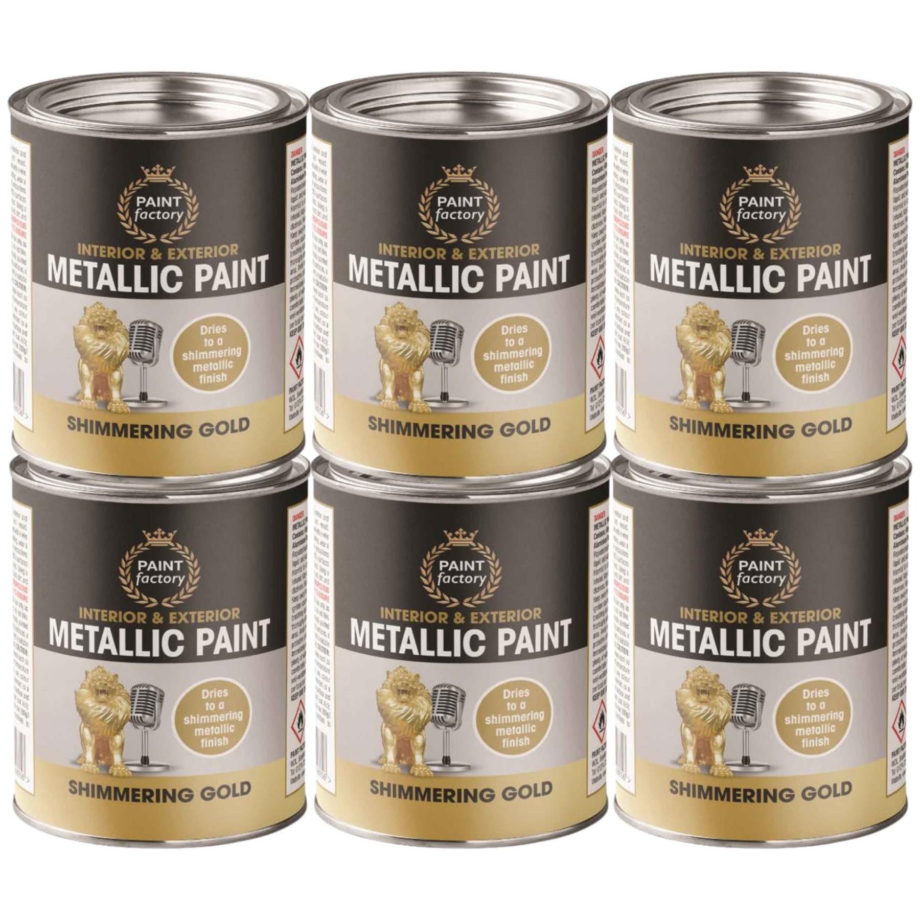6X Paint Factory Metallic Gold Paint Tin 300ml Tin Paint