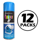12X Paint Factory Beautiful Blue Gloss Spray Paint 250ml Spray Paint