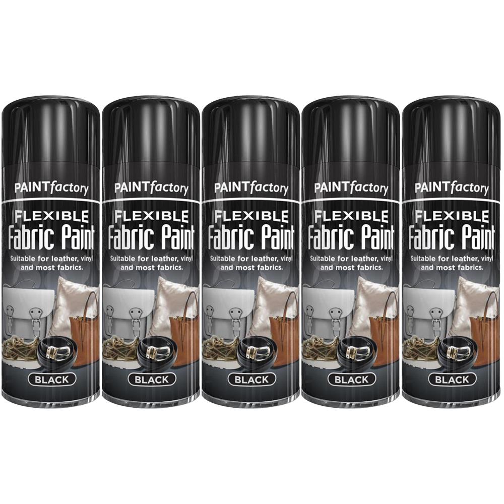 5X Black Flexible Fabric & Vinyl Spray Paint 200ml Spray Paint